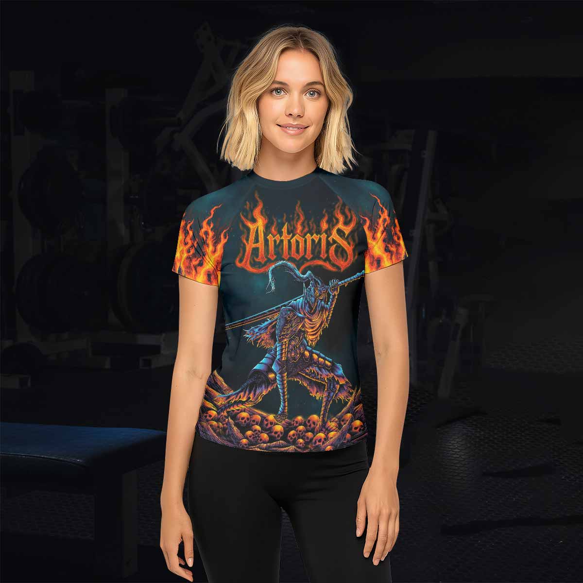 Infernal Artorias Women's Rash Guard Short Sleeve - lifestyle view