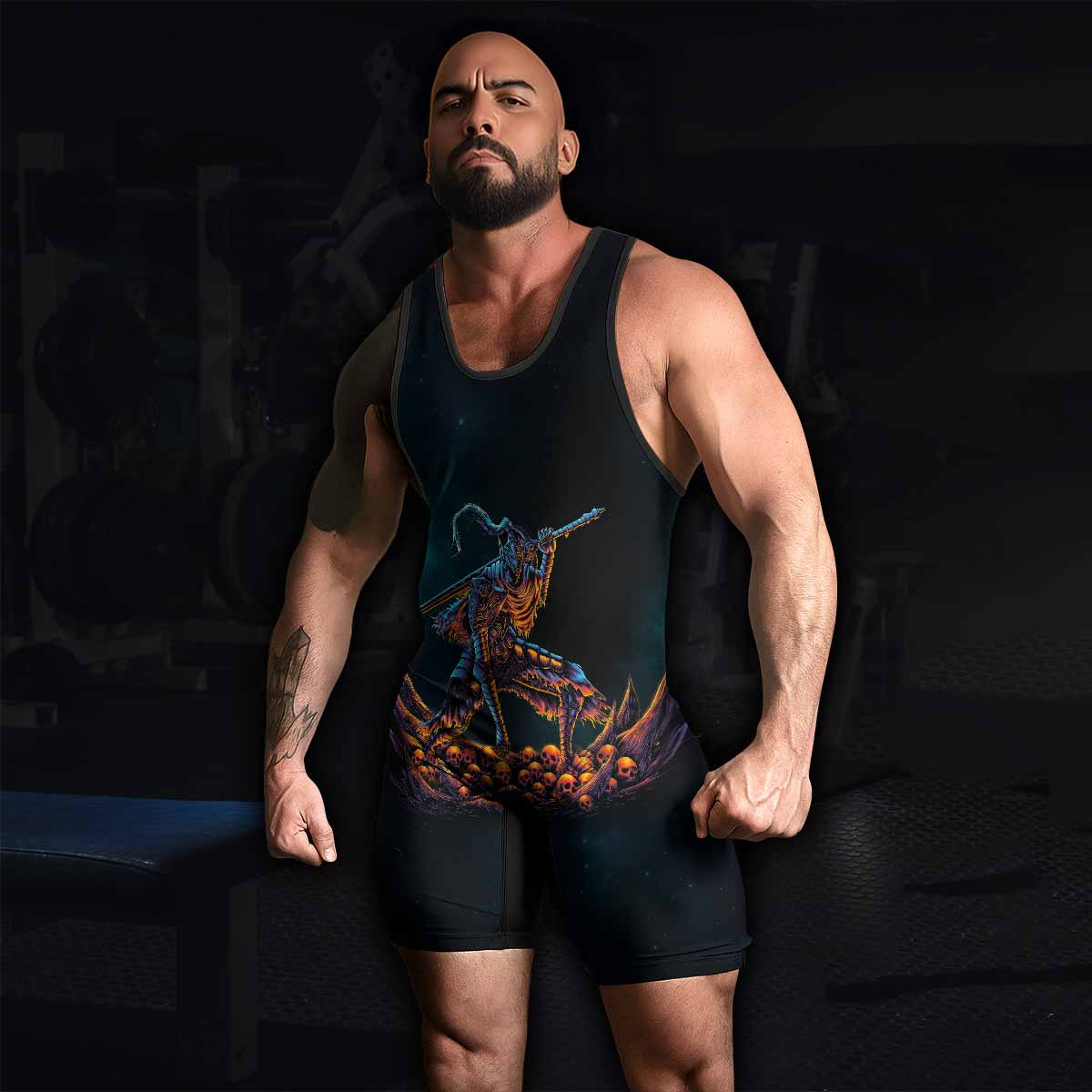 Infernal Artorias Wrestling Singlet - men's lifestyle view