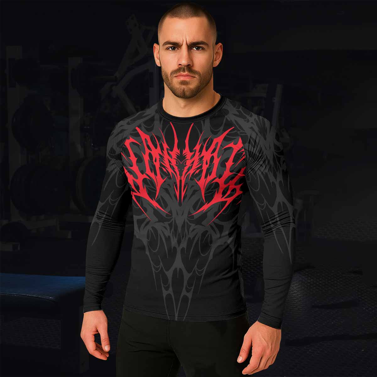 Infernal Flames Men's Rash Guard Long Sleeve - lifestyle view