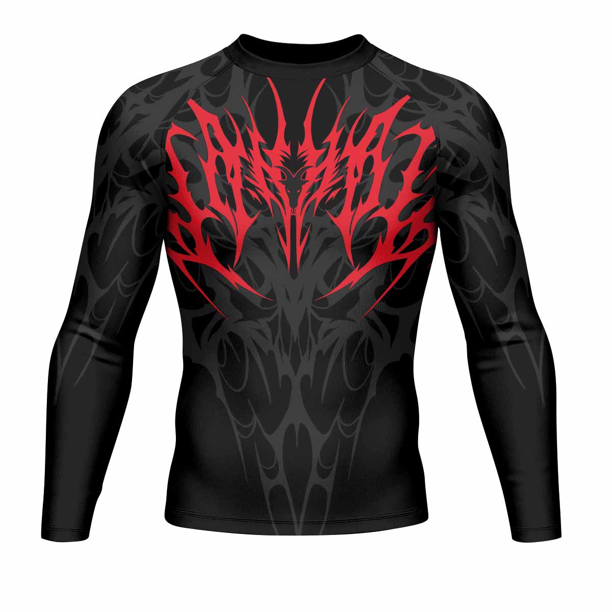 Infernal Flames Men's Rash Guard Long Sleeve - front view mockup 