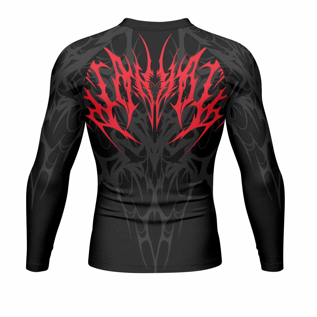 Infernal Flames Men's Rash Guard Long Sleeve - back view mockup 