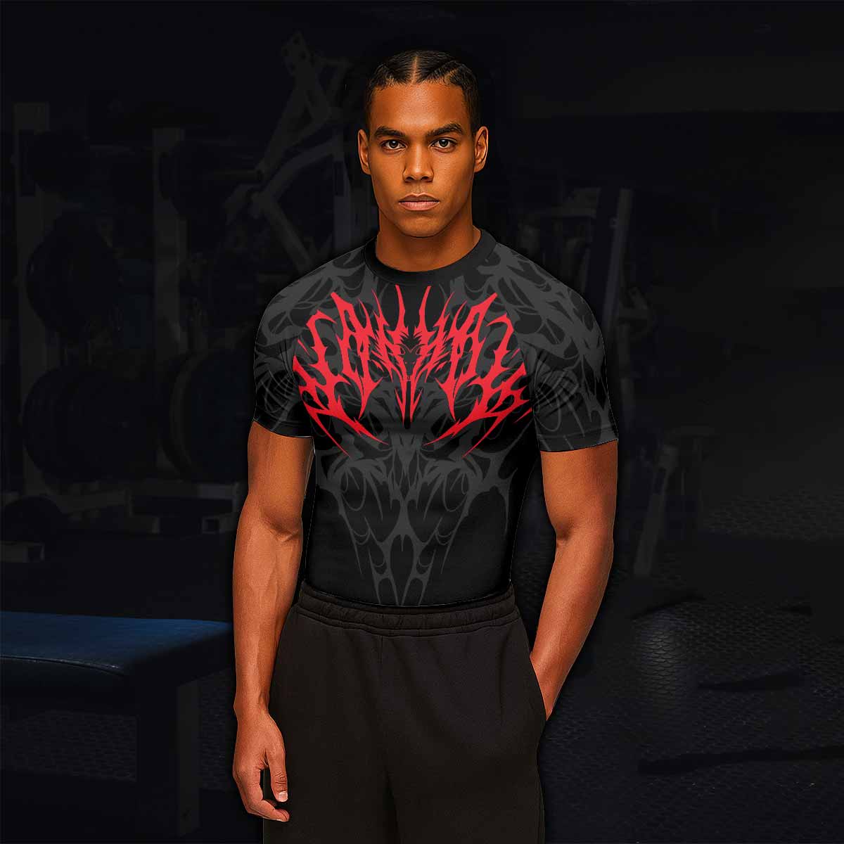 Infernal Flames Men's Rash Guard Short Sleeve - lifestyle view