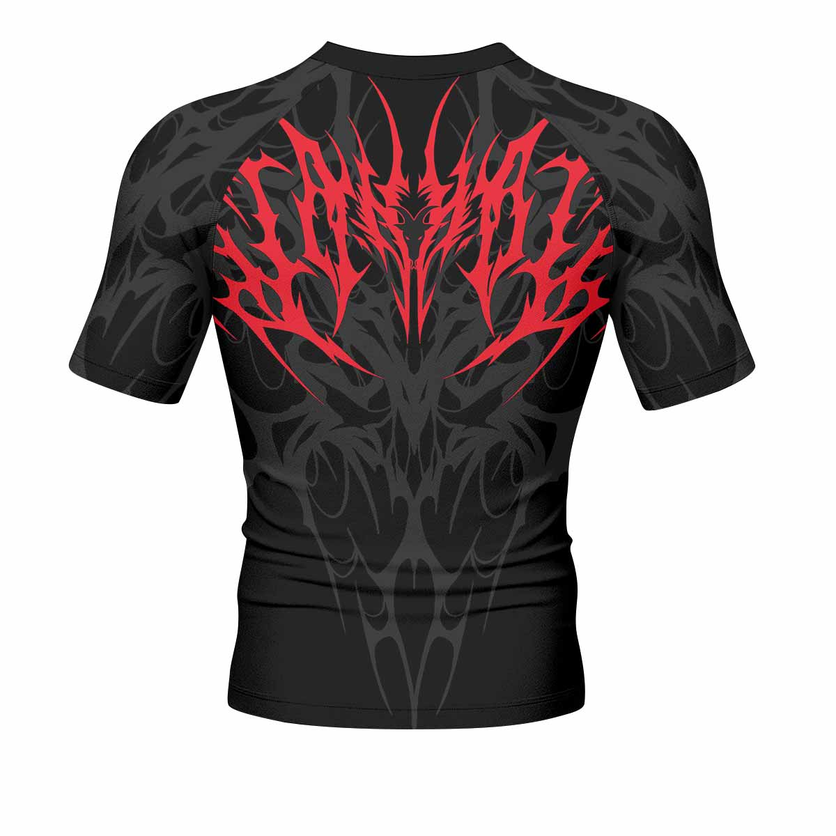 Infernal Flames Men's Rash Guard Short Sleeve - back view mockup 