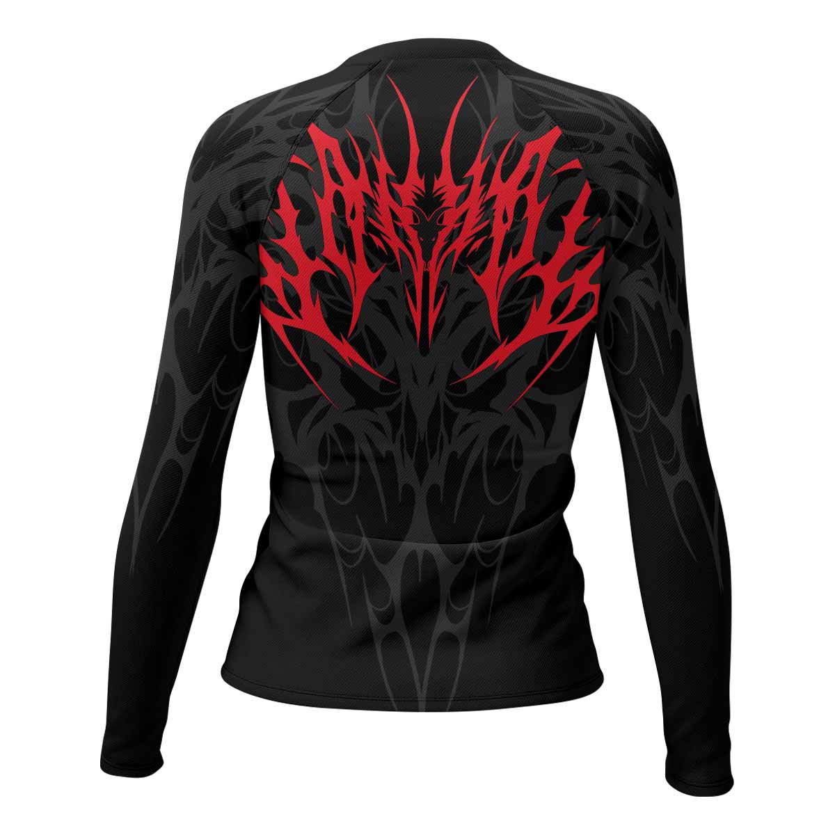 Infernal Flames Women's Rash Guard Long Sleeve - back view mockup 