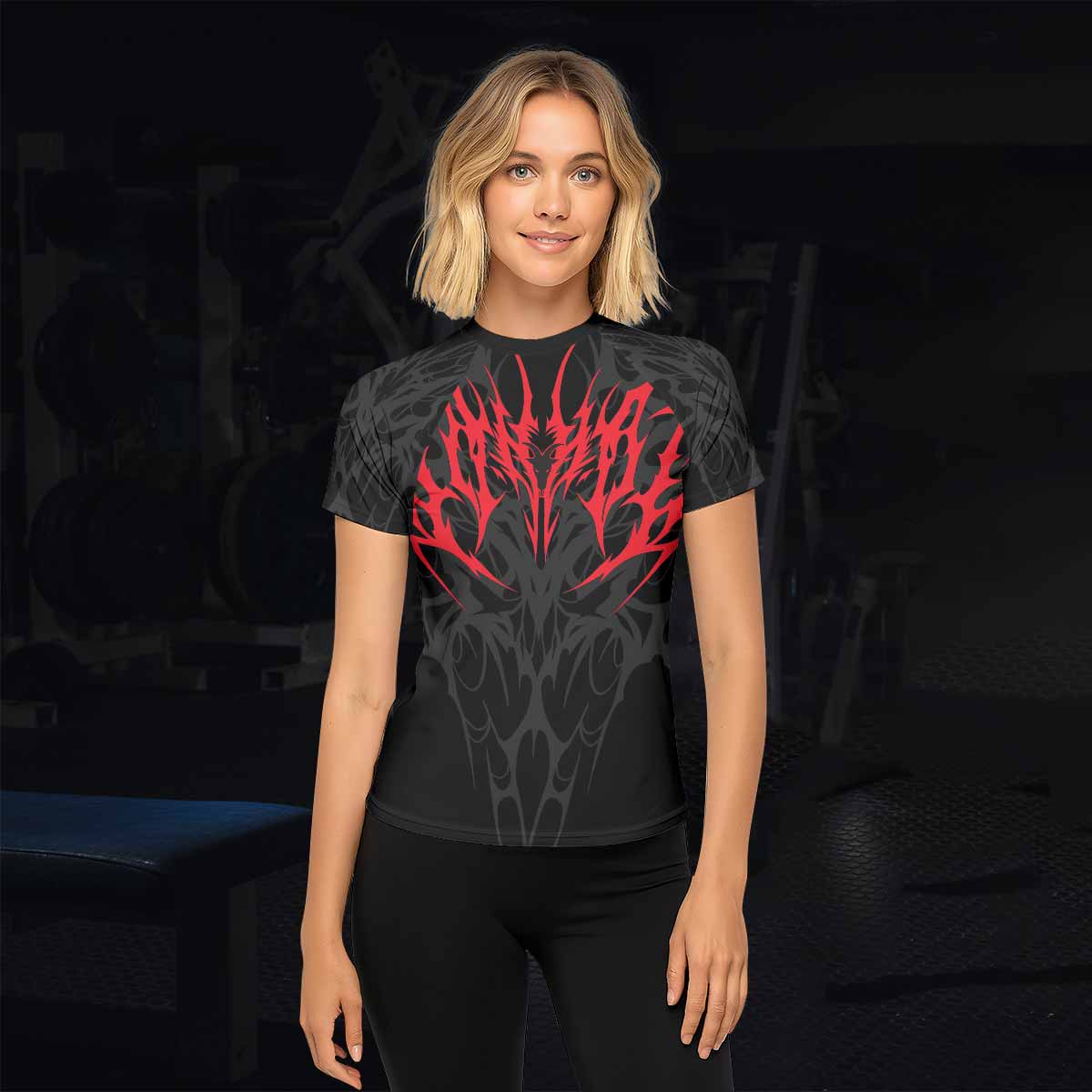 Infernal Flames Women's Rash Guard Short Sleeve - lifestyle view