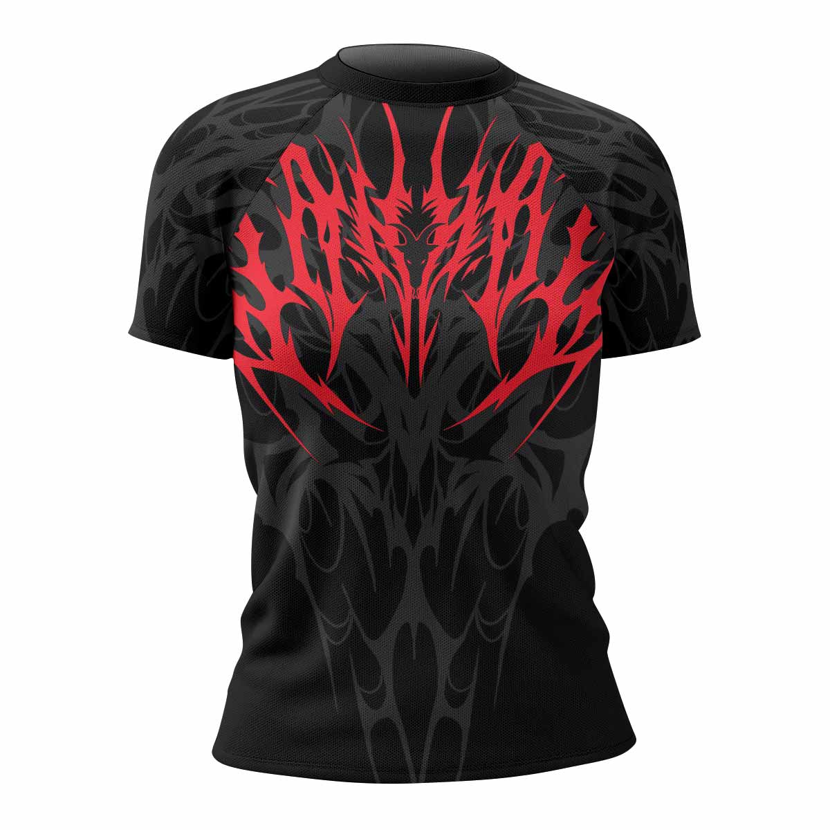 Infernal Flames Women's Rash Guard Short Sleeve - front view mockup 