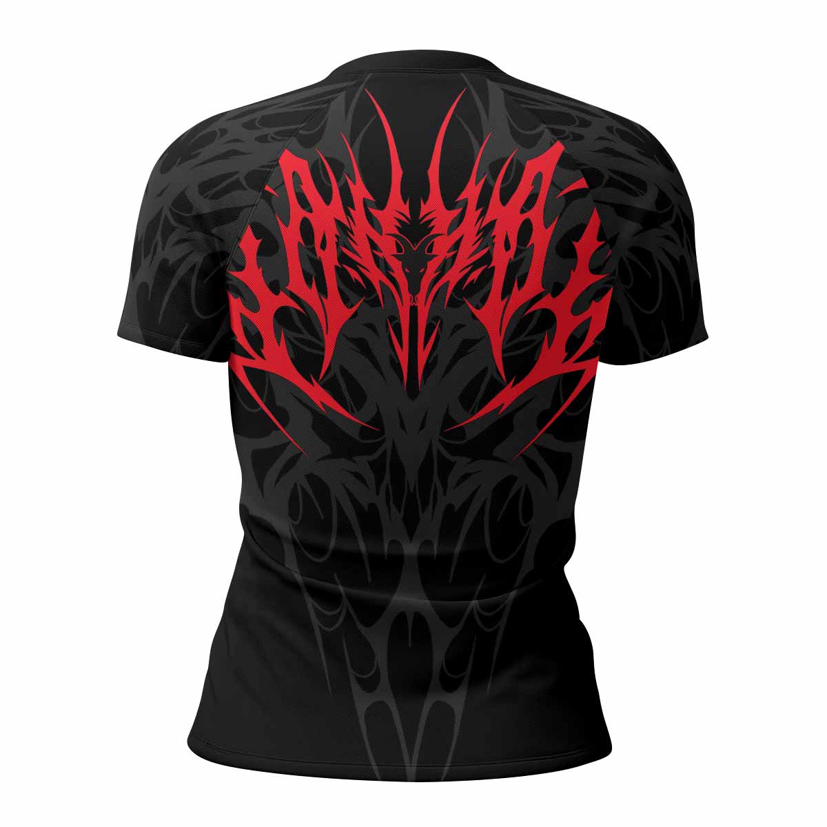 Infernal Flames Women's Rash Guard Short Sleeve - back view mockup 