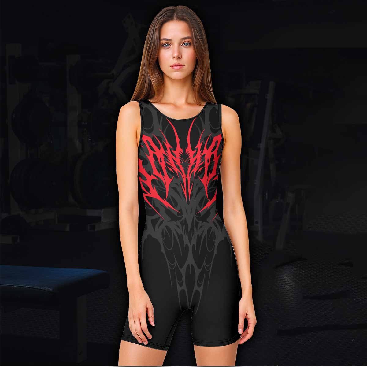Infernal Flames Wrestling Singlet - women's lifestyle view