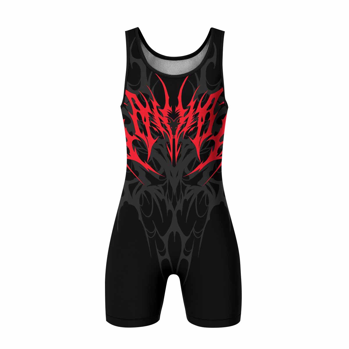 Infernal Flames Wrestling Singlet - front view mockup 
