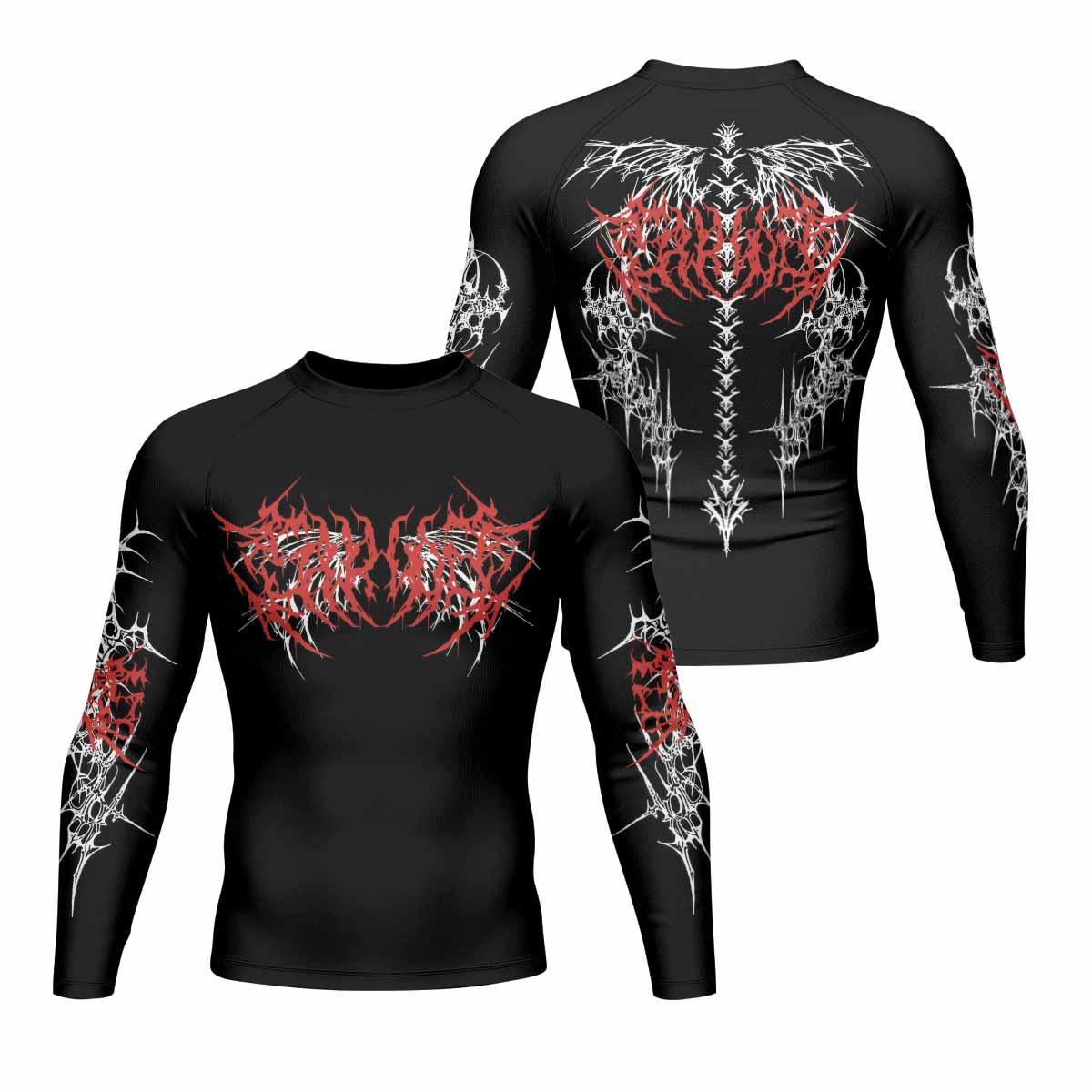 Infernal Spines Men's Rash Guard Long Sleeve - front and back view