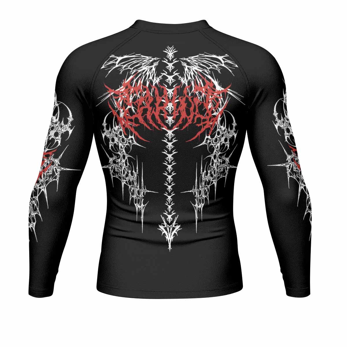 Infernal Spines Men's Rash Guard Long Sleeve - back view mockup