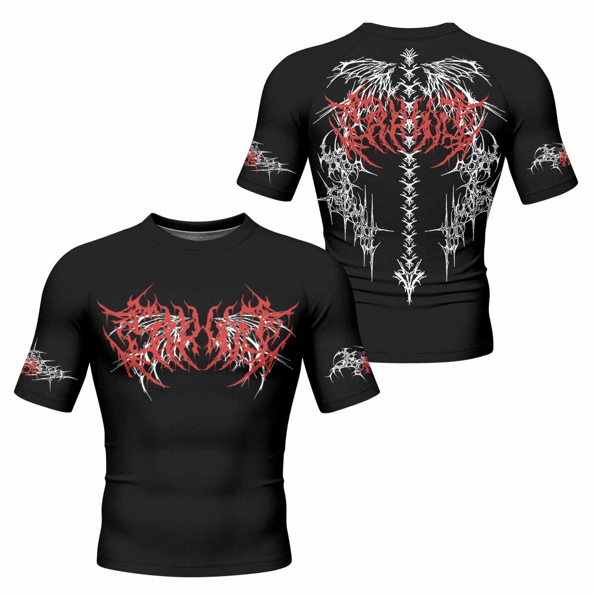 Infernal Spines Men's Rash Guard Short Sleeve - front and back view