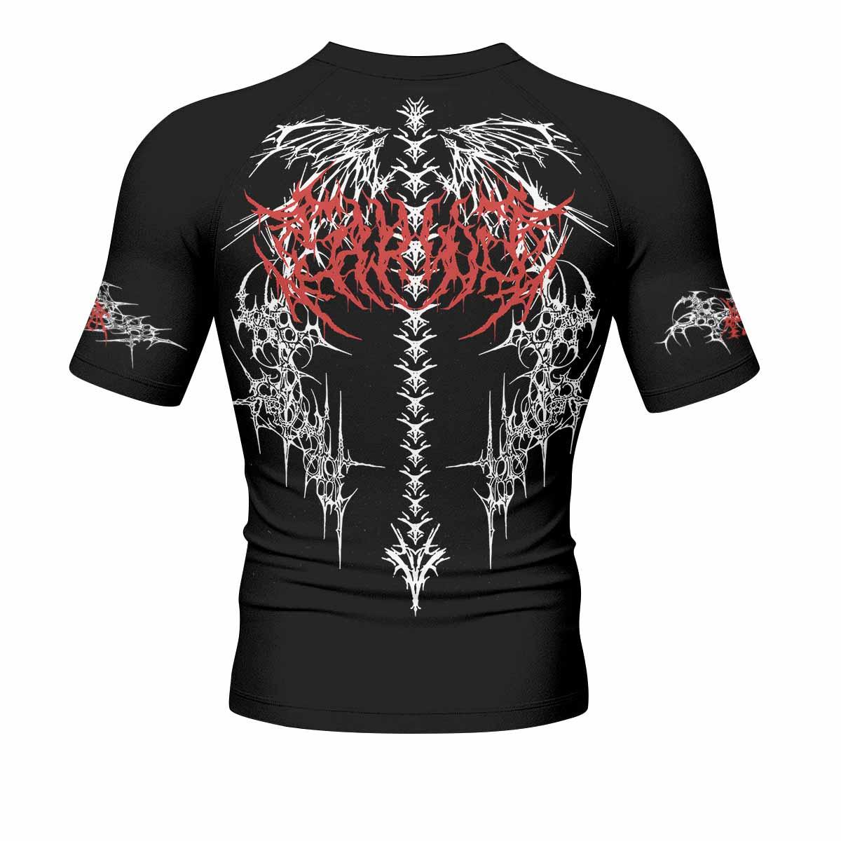 Infernal Spines Men's Rash Guard Short Sleeve - back view mockup