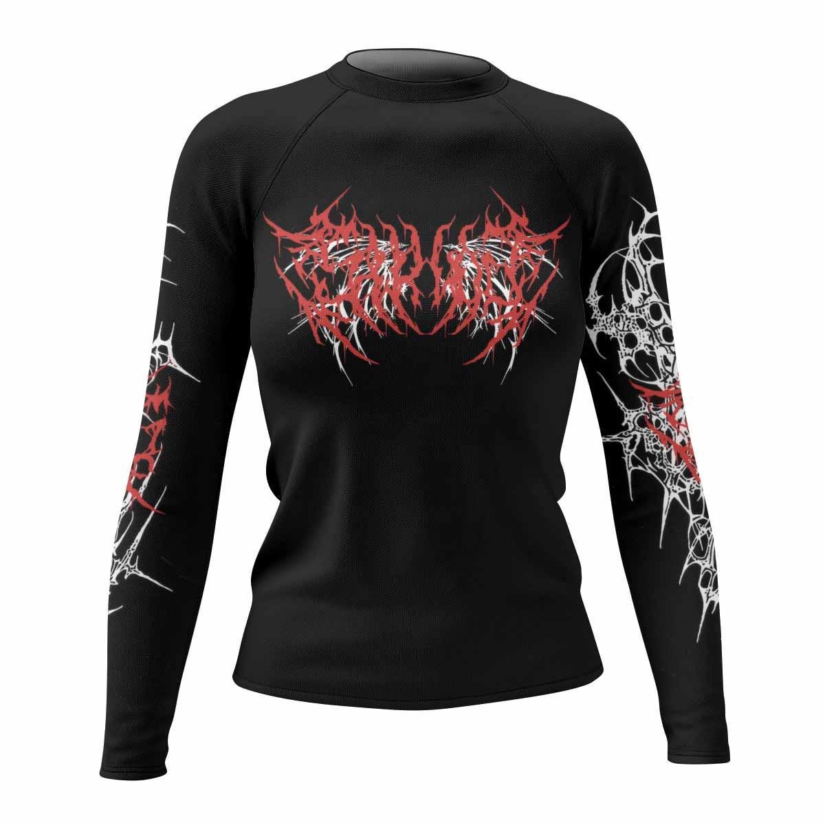 Infernal Spines Women's Rash Guard Long Sleeve - front view mockup