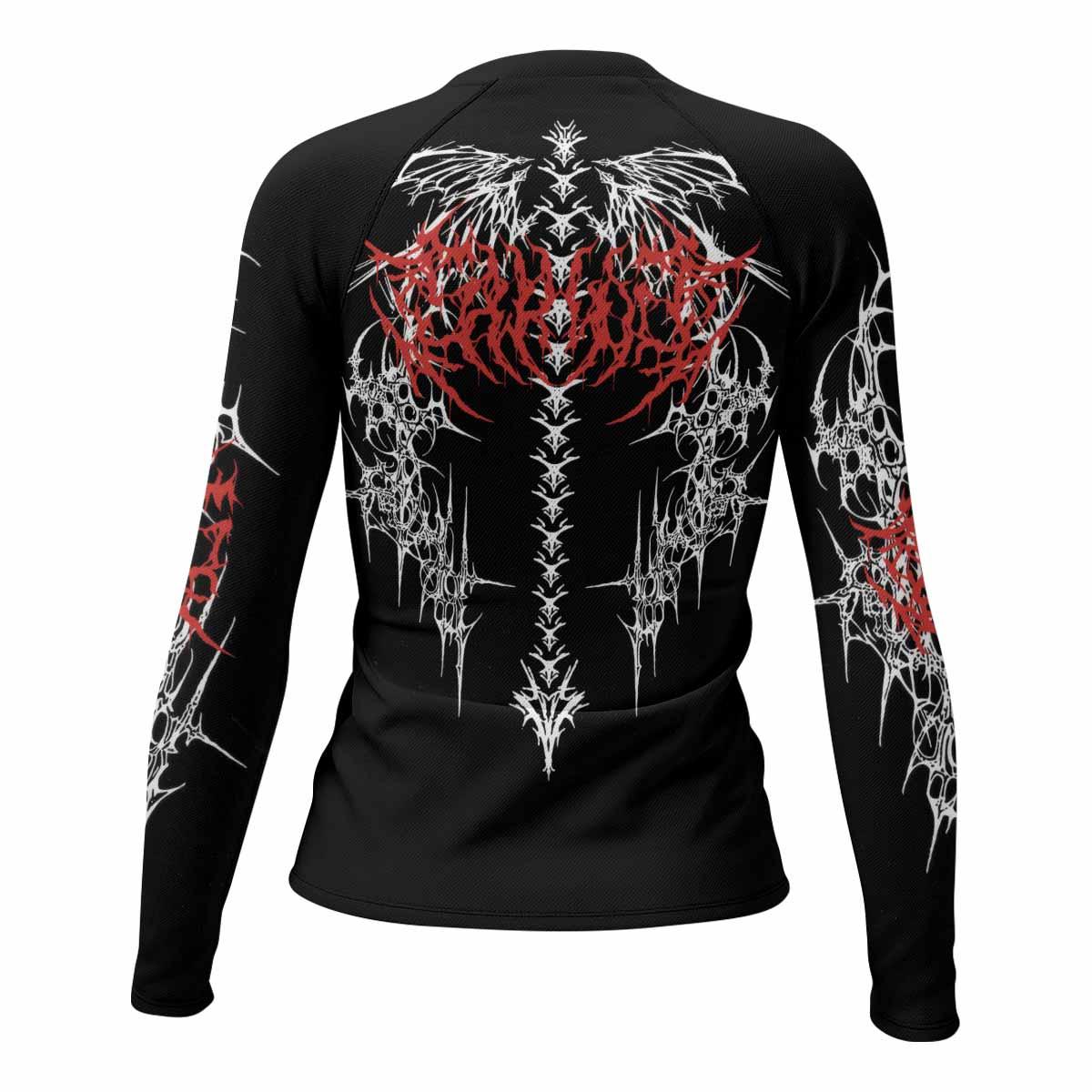 Infernal Spines Women's Rash Guard Long Sleeve - back view mockup