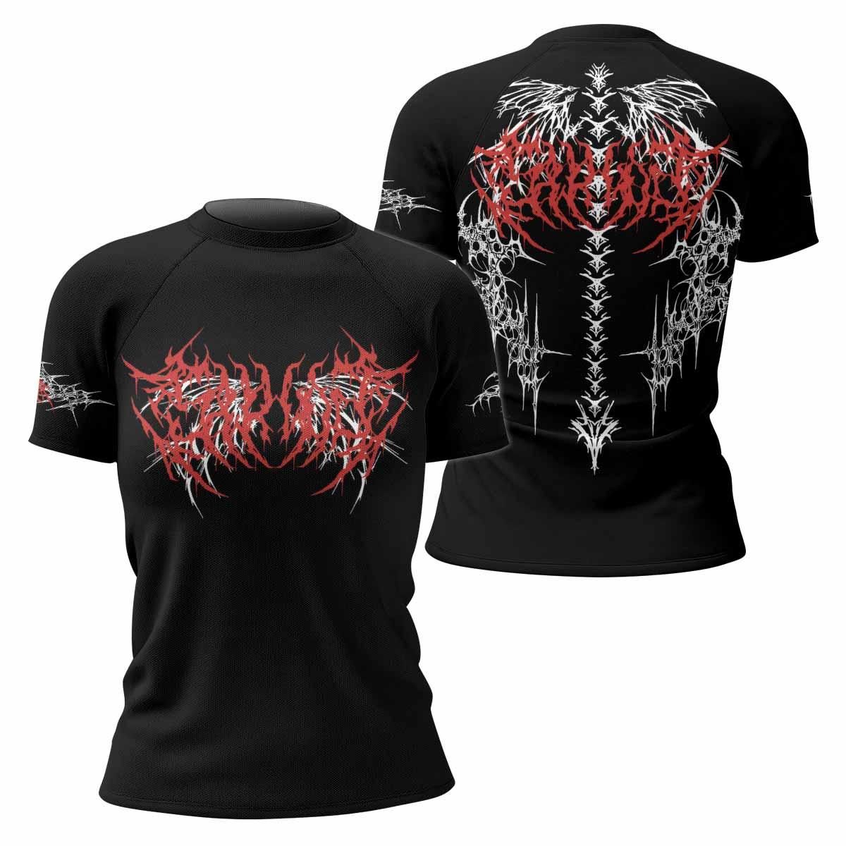 Infernal Spines Women's Rash Guard Short Sleeve - front and back view