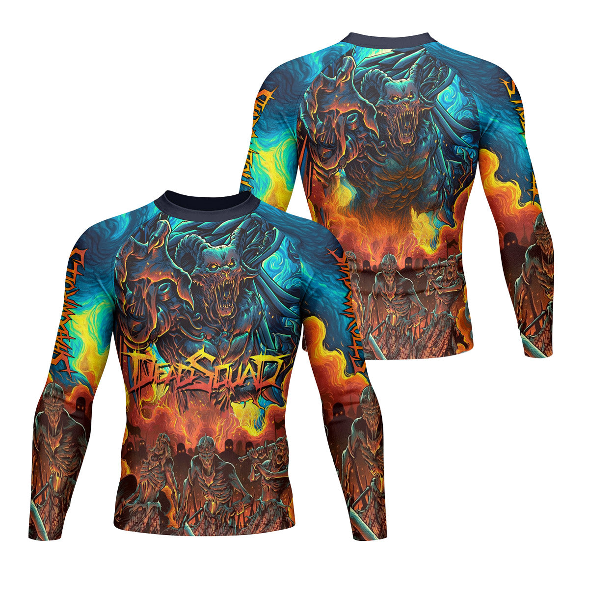 Infernal Squad Men's Rash Guard Long Sleeve – front and back view