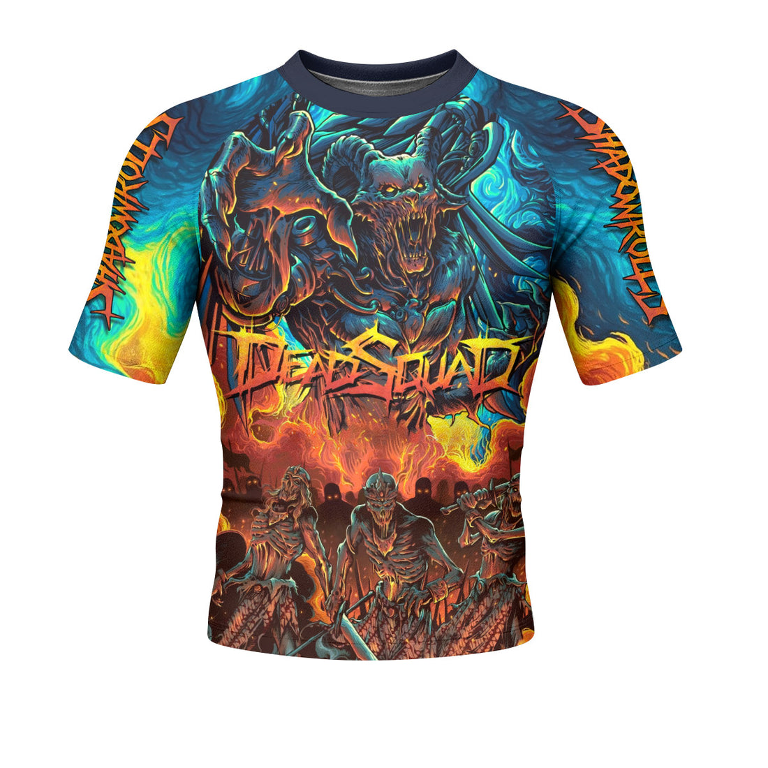 Infernal Squad Men's Rash Guard Short Sleeve – front and back view