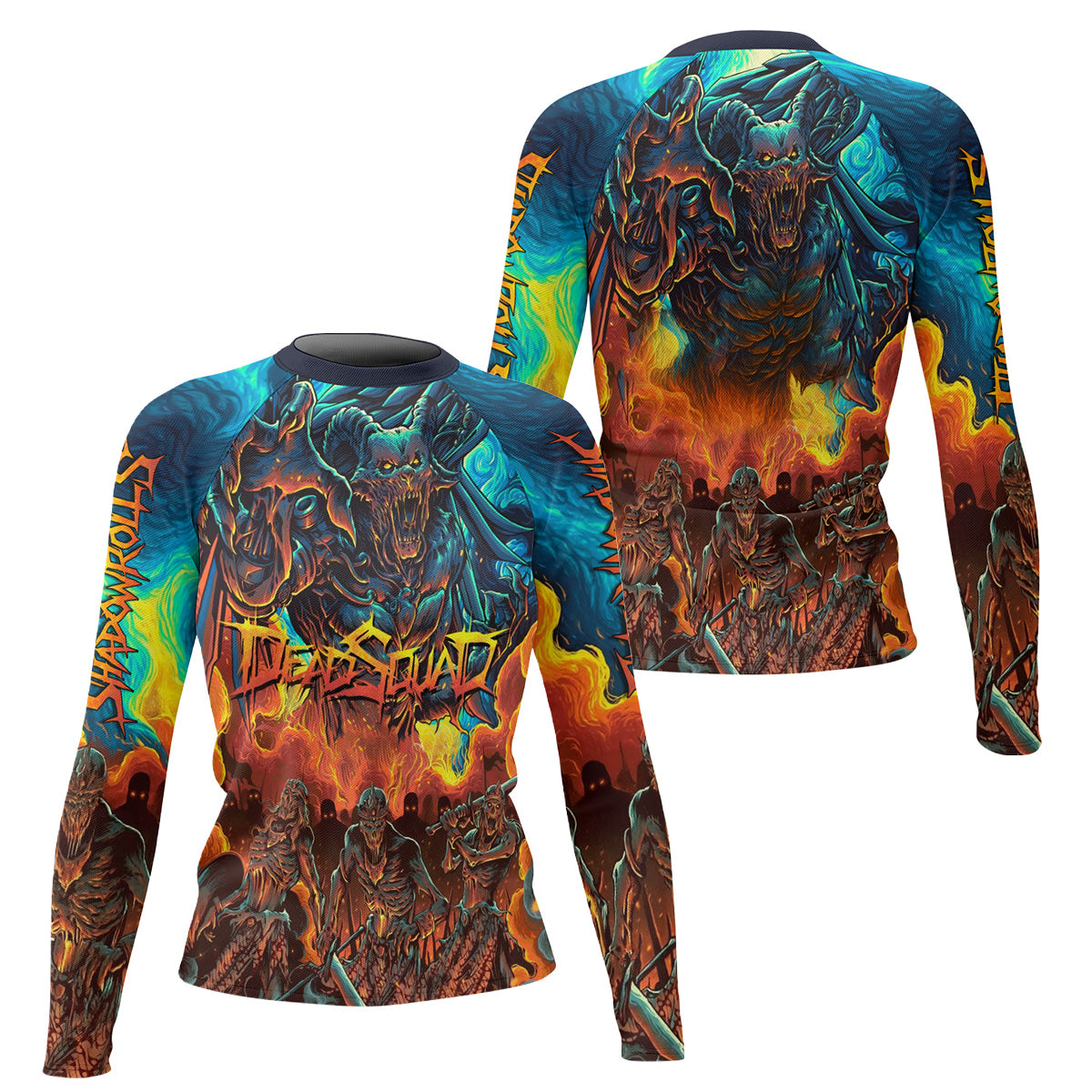 Infernal Squad Women's Rash Guard Long Sleeve – front and back view