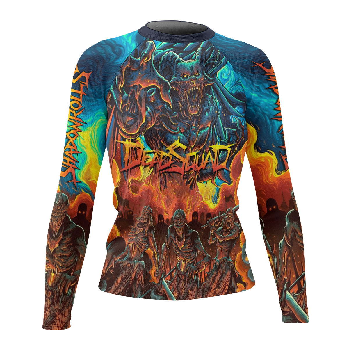Infernal Squad Women's Rash Guard Long Sleeve – front view mockup 