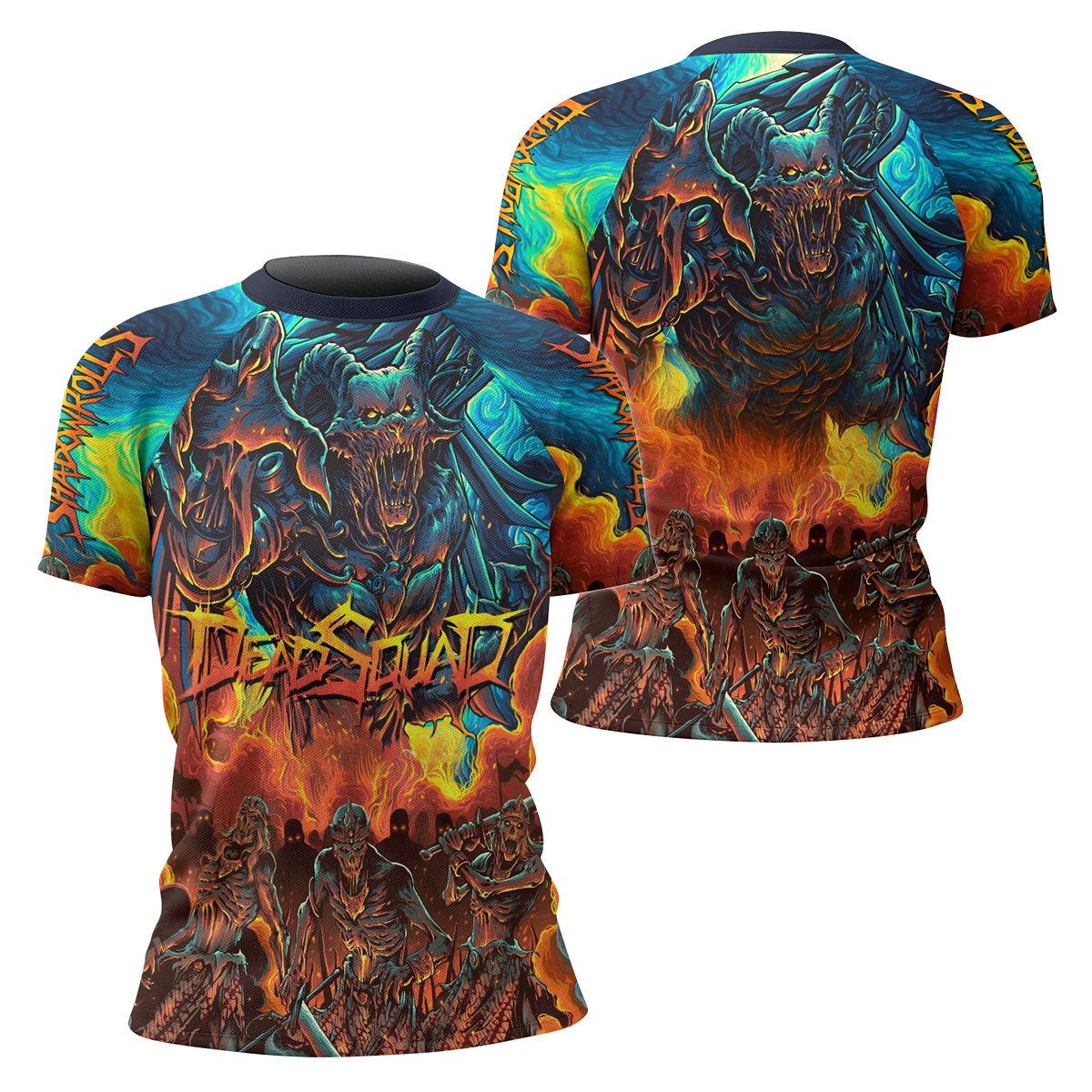 Infernal Squad Women's Rash Guard Short Sleeve – front and back view