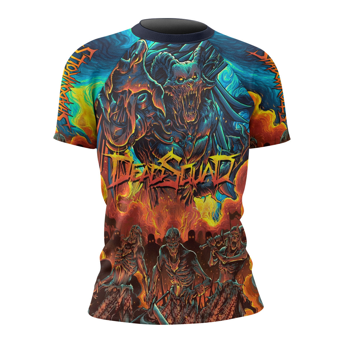 Infernal Squad Women's Rash Guard Short Sleeve – front view mockup 