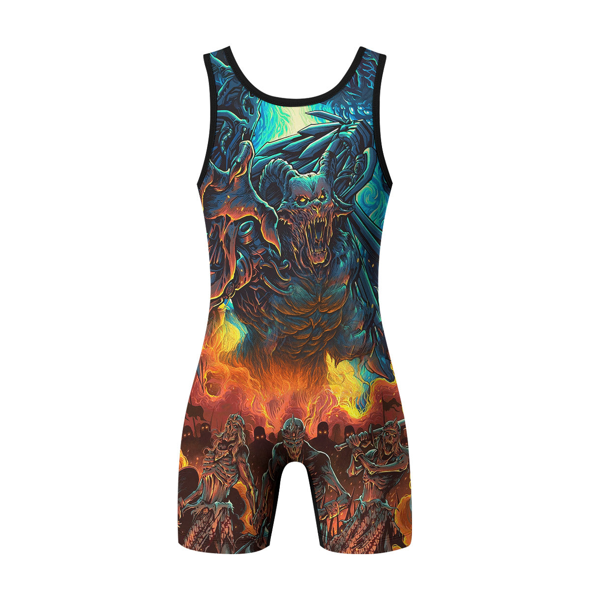 Infernal Squad Wrestling Singlet – back view mockup 