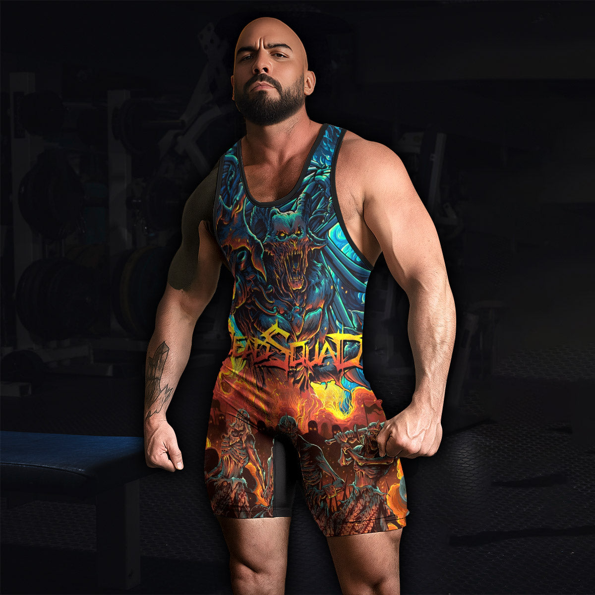 Infernal Squad Wrestling Singlet – men's lifestyle view