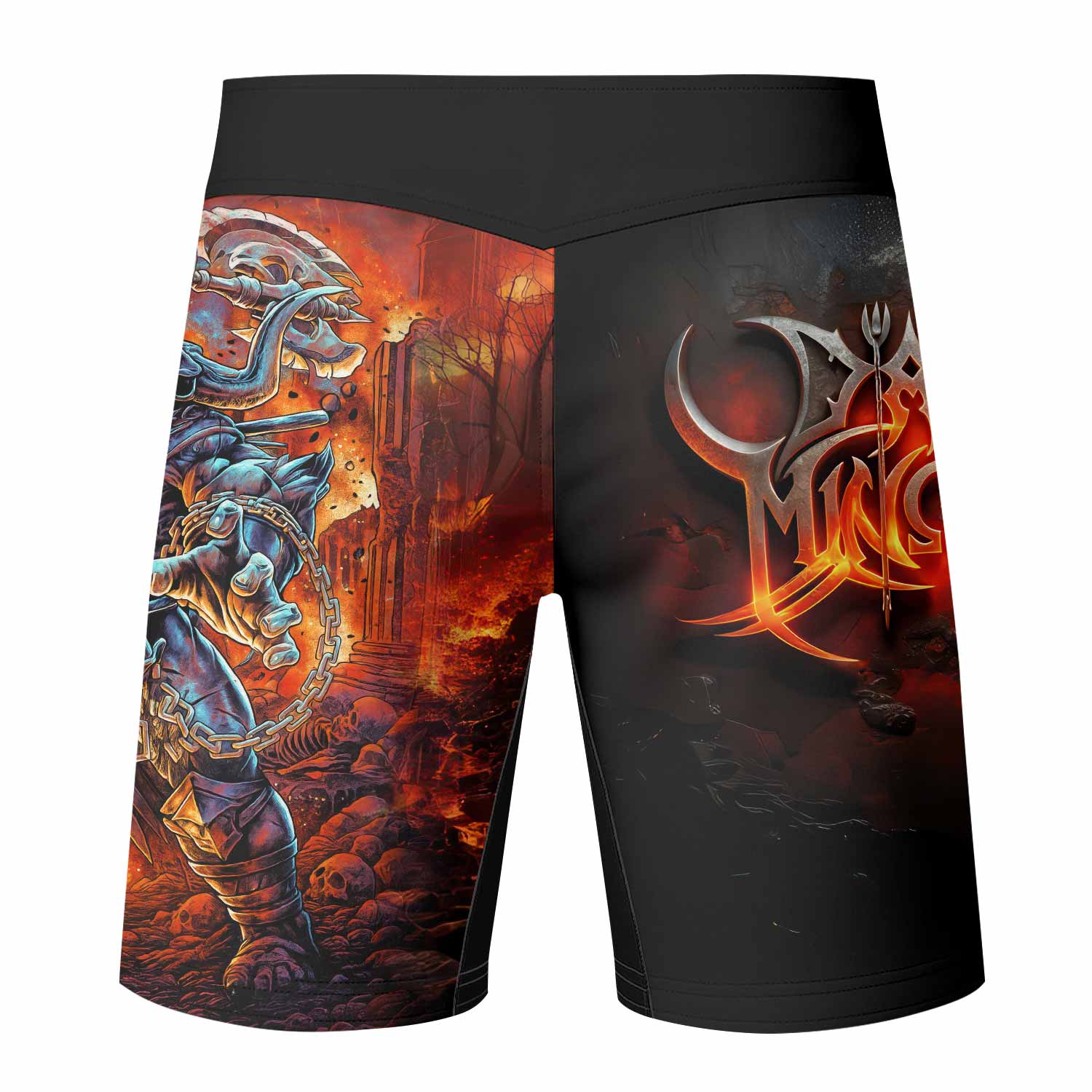 Inferno Minotaur Fight Shorts - back view mockup