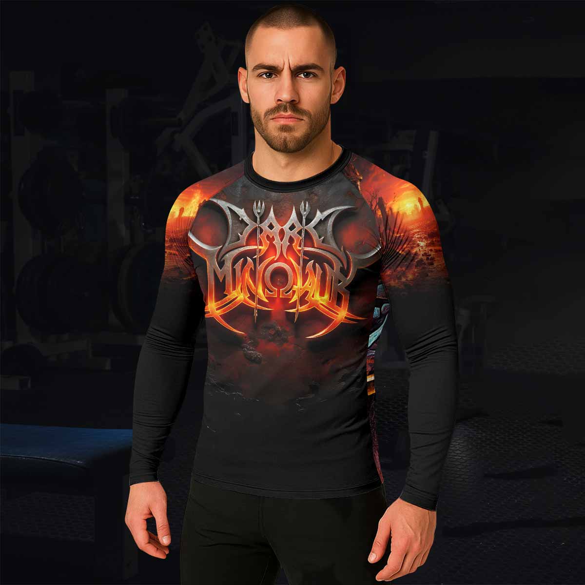 Inferno Minotaur Men's Rash Guard Long Sleeve - lifestyle view