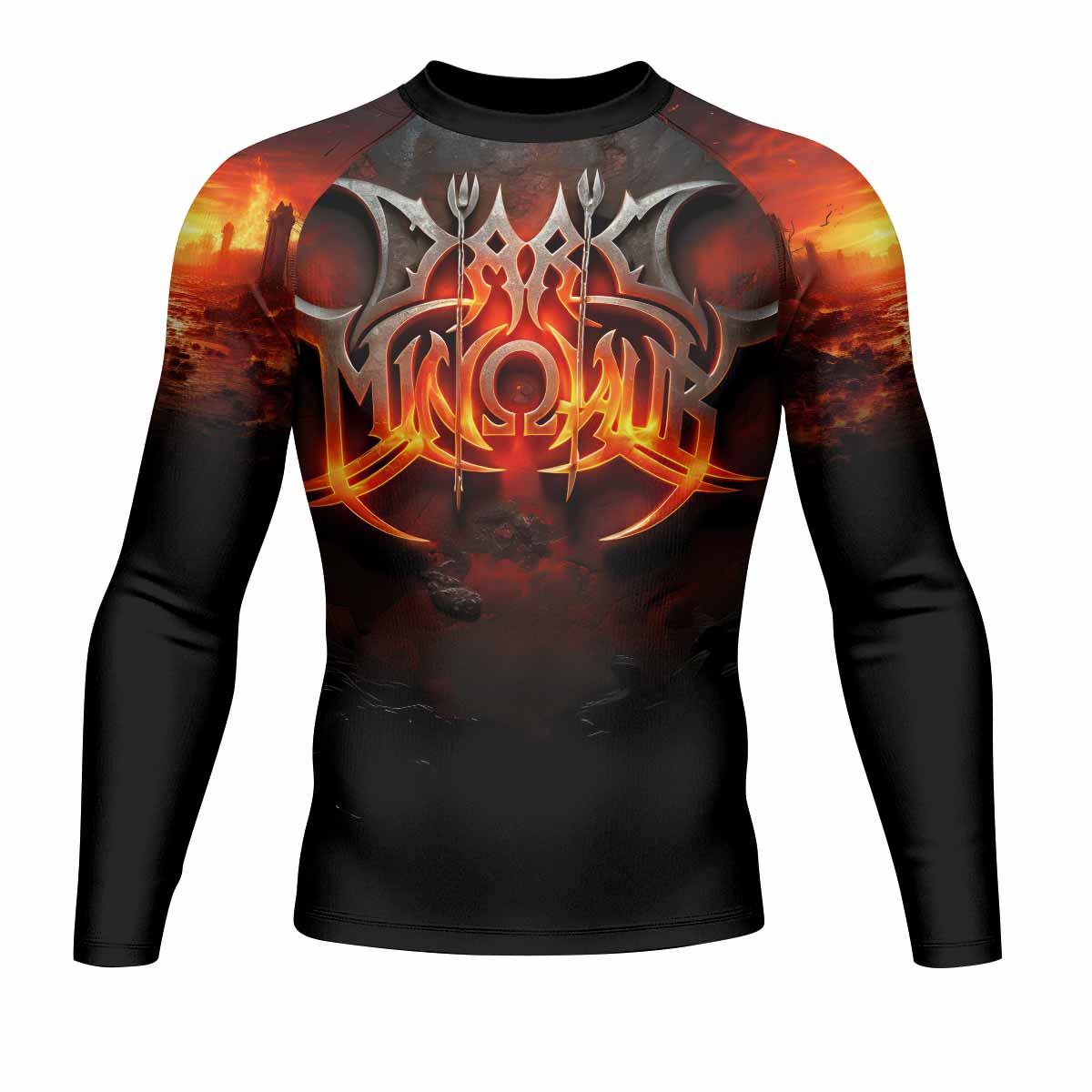 Inferno Minotaur Men's Rash Guard Long Sleeve - front view mockup 