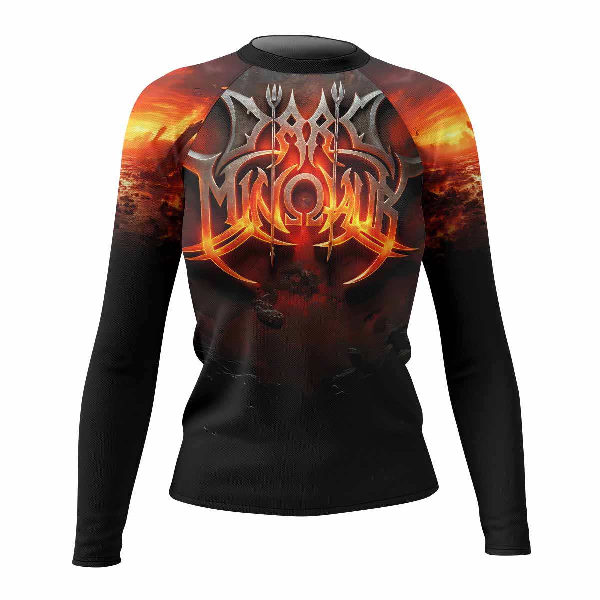 Inferno Minotaur Women's Rash Guard Long Sleeve - front view mockup 