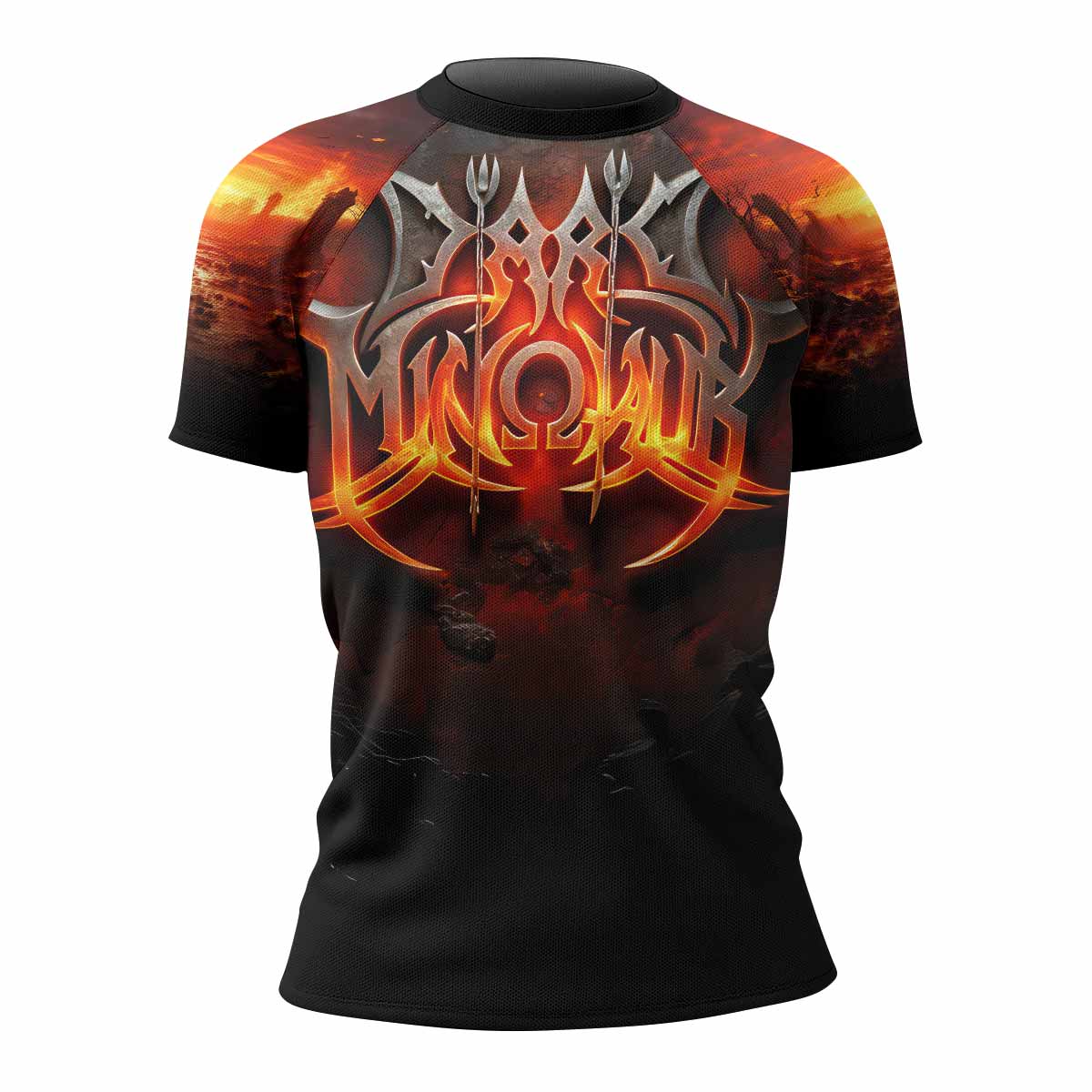 Inferno Minotaur Women's Rash Guard Short Sleeve - front view mockup 