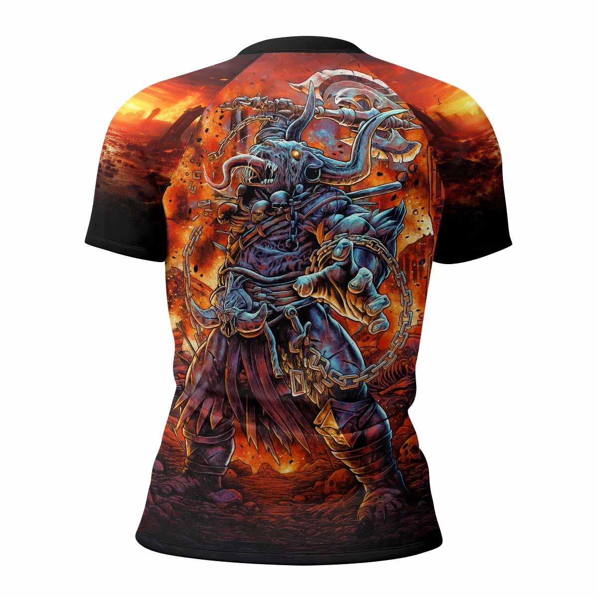 Inferno Minotaur Women's Rash Guard Short Sleeve - back view mockup 