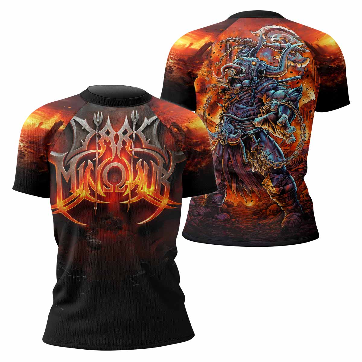 Inferno Minotaur Women's Rash Guard Short Sleeve - front and back view