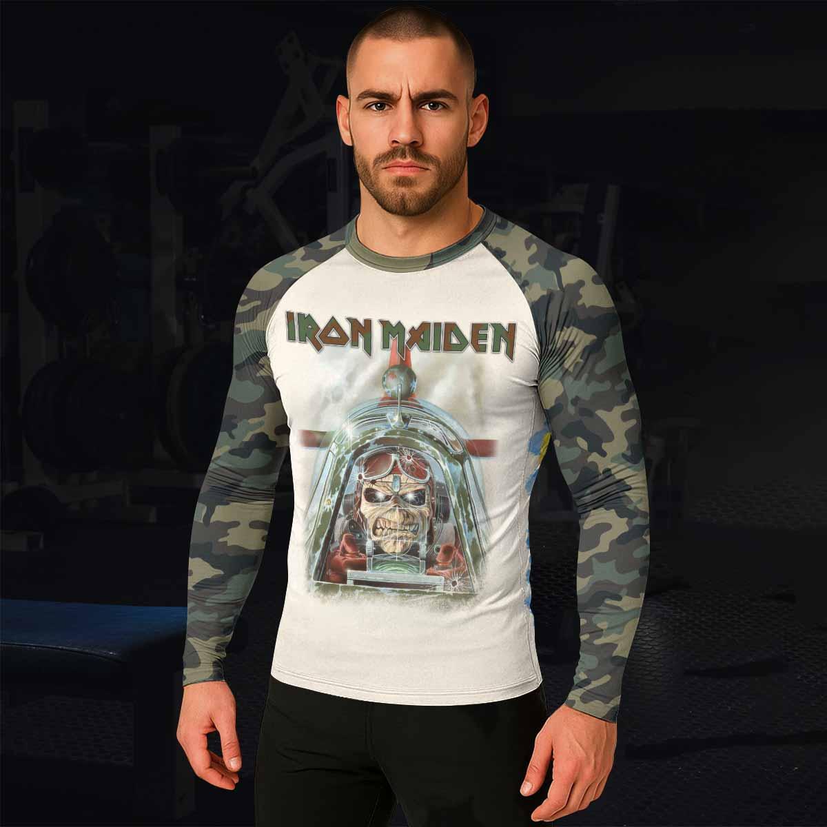 Iron Maiden Aces High Chokes Tight Men's Rash Guard Long Sleeve - lifestyle view