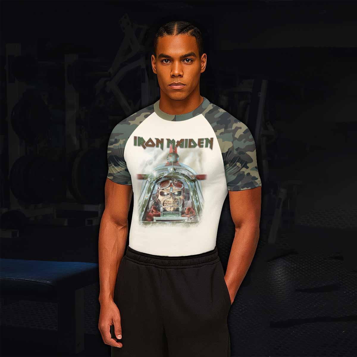 Iron Maiden Aces High Chokes Tight Men's Rash Guard Short Sleeve - lifestyle view