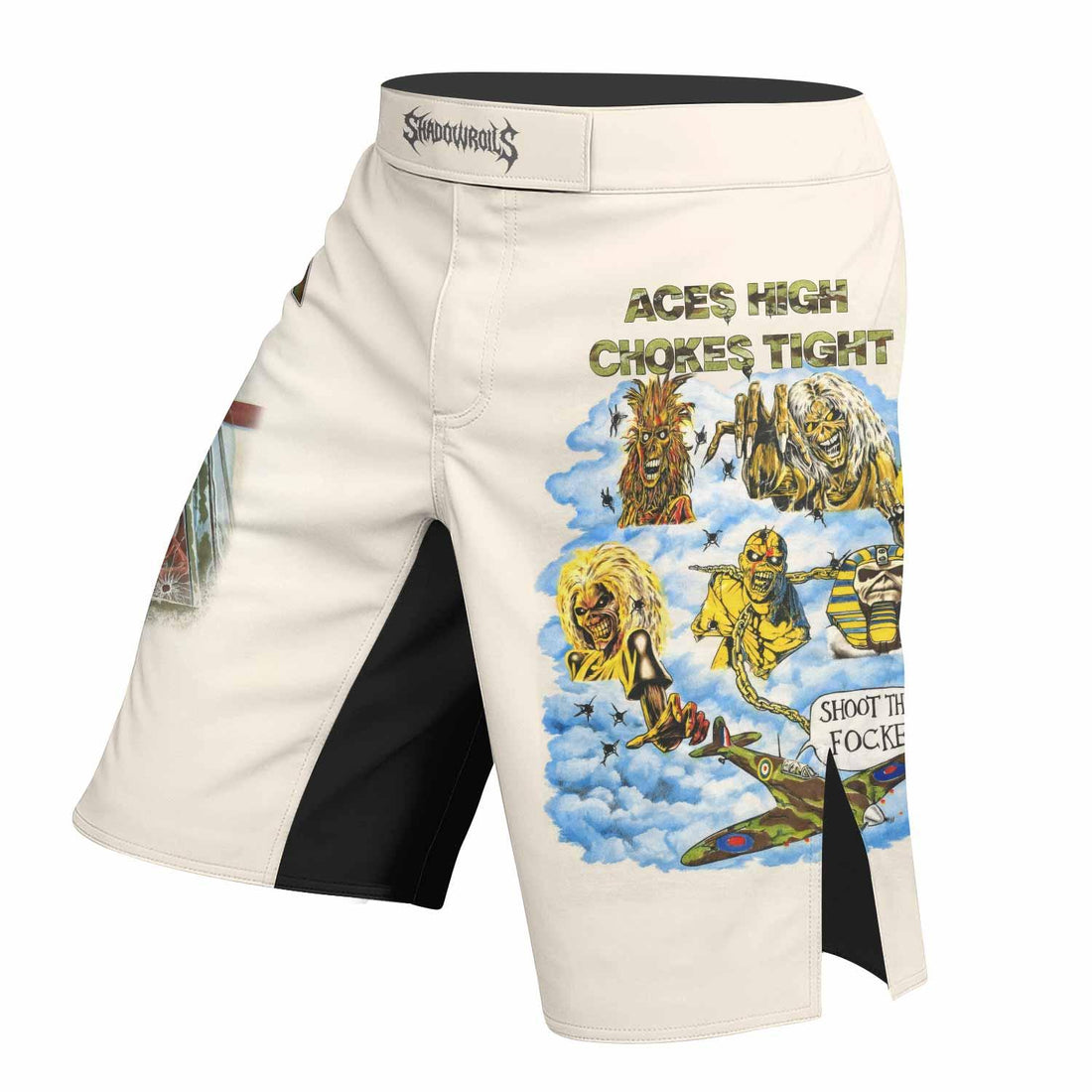 Iron Maiden Aces High Chokes Tight Fight Shorts - right side mockup