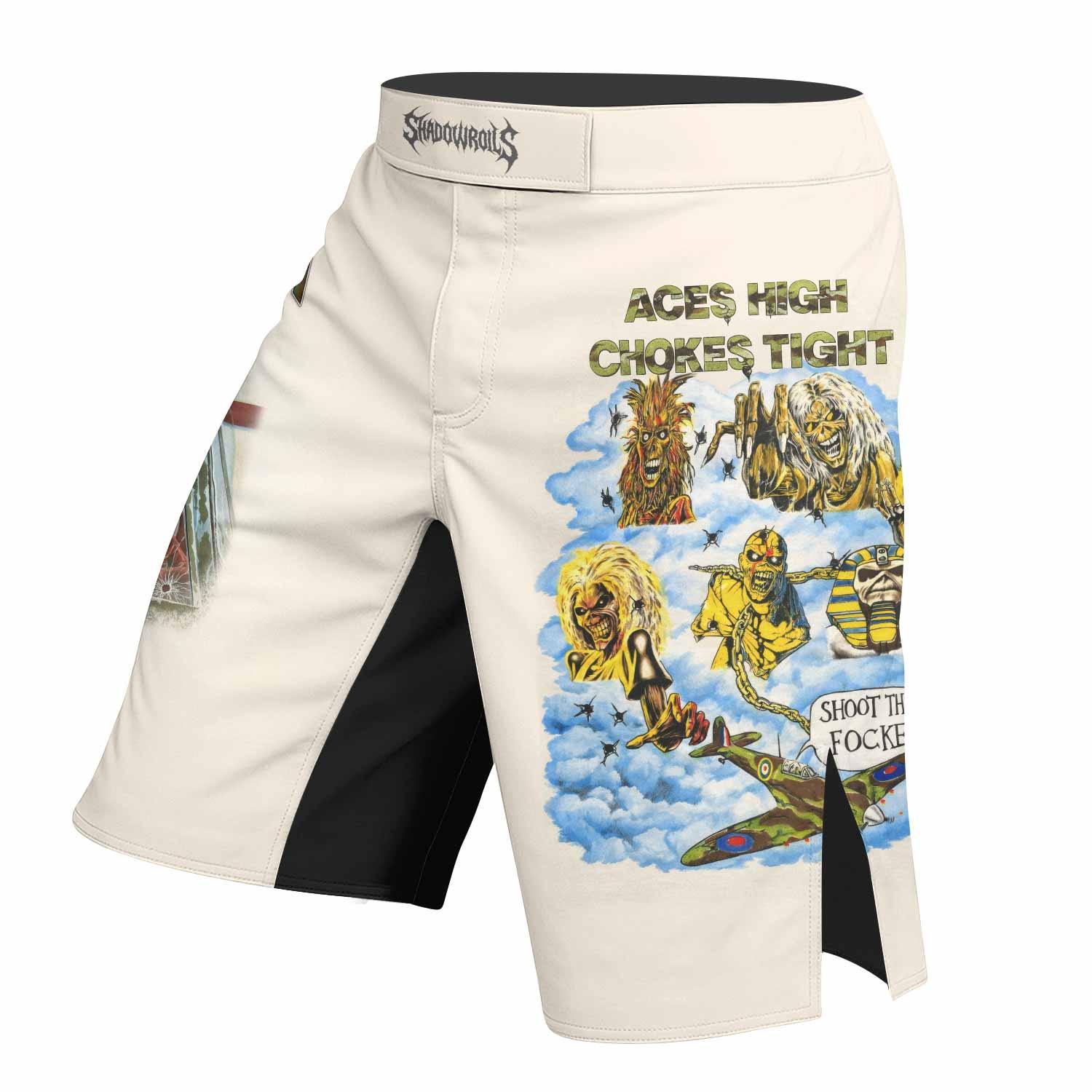 Iron Maiden Aces High Chokes Tight Fight Shorts - left side mockup