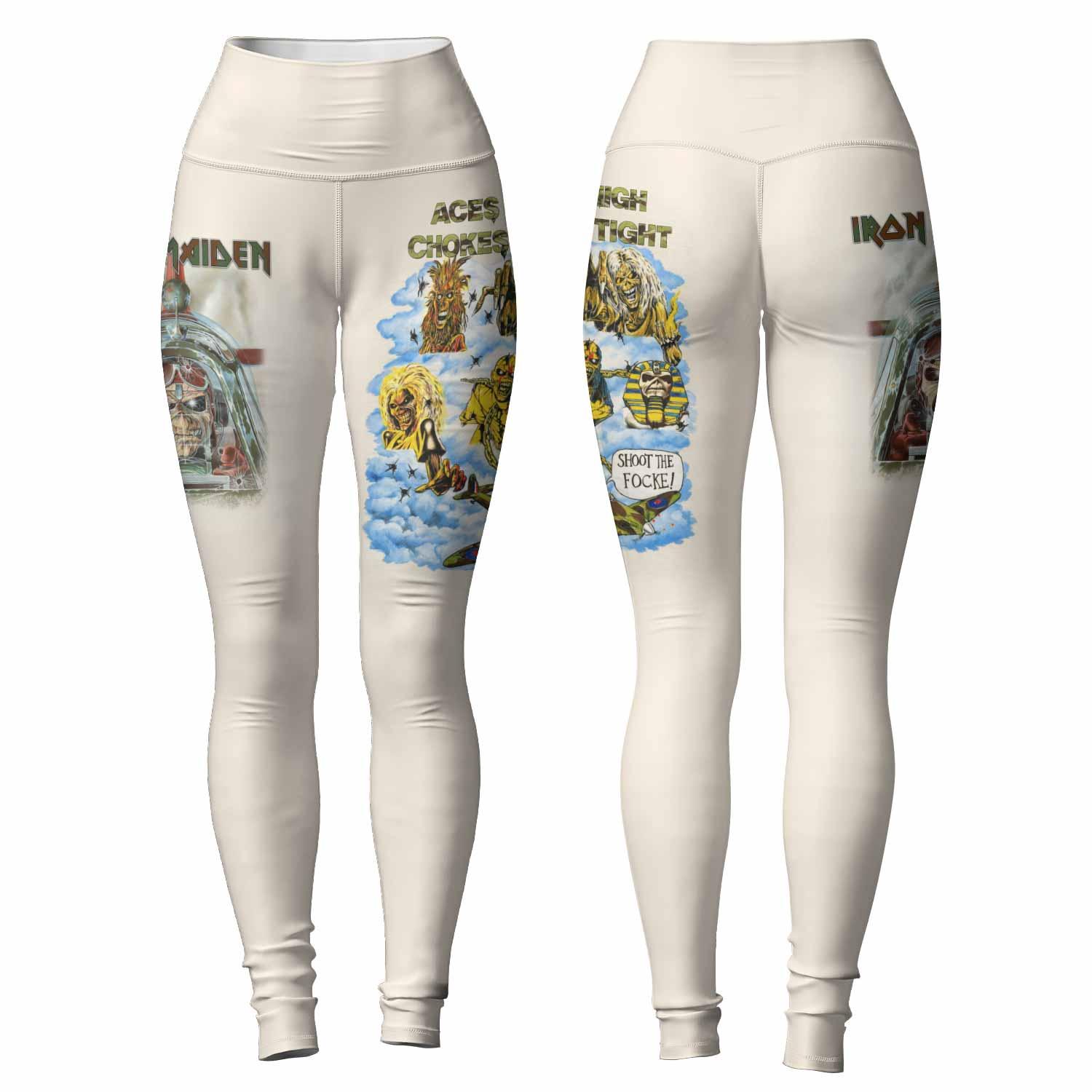 Iron Maiden Aces High Chokes Tight Women's Leggings - front and back view