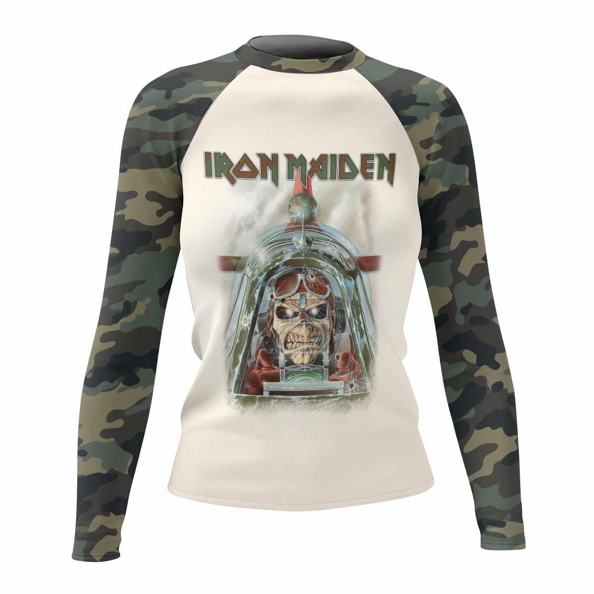 Iron Maiden Aces High Chokes Tight Women's Rash Guard Long Sleeve - front view mockup