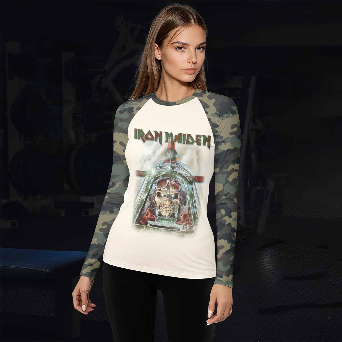 Iron Maiden Aces High Chokes Tight Women's Rash Guard Long Sleeve - lifestyle view
