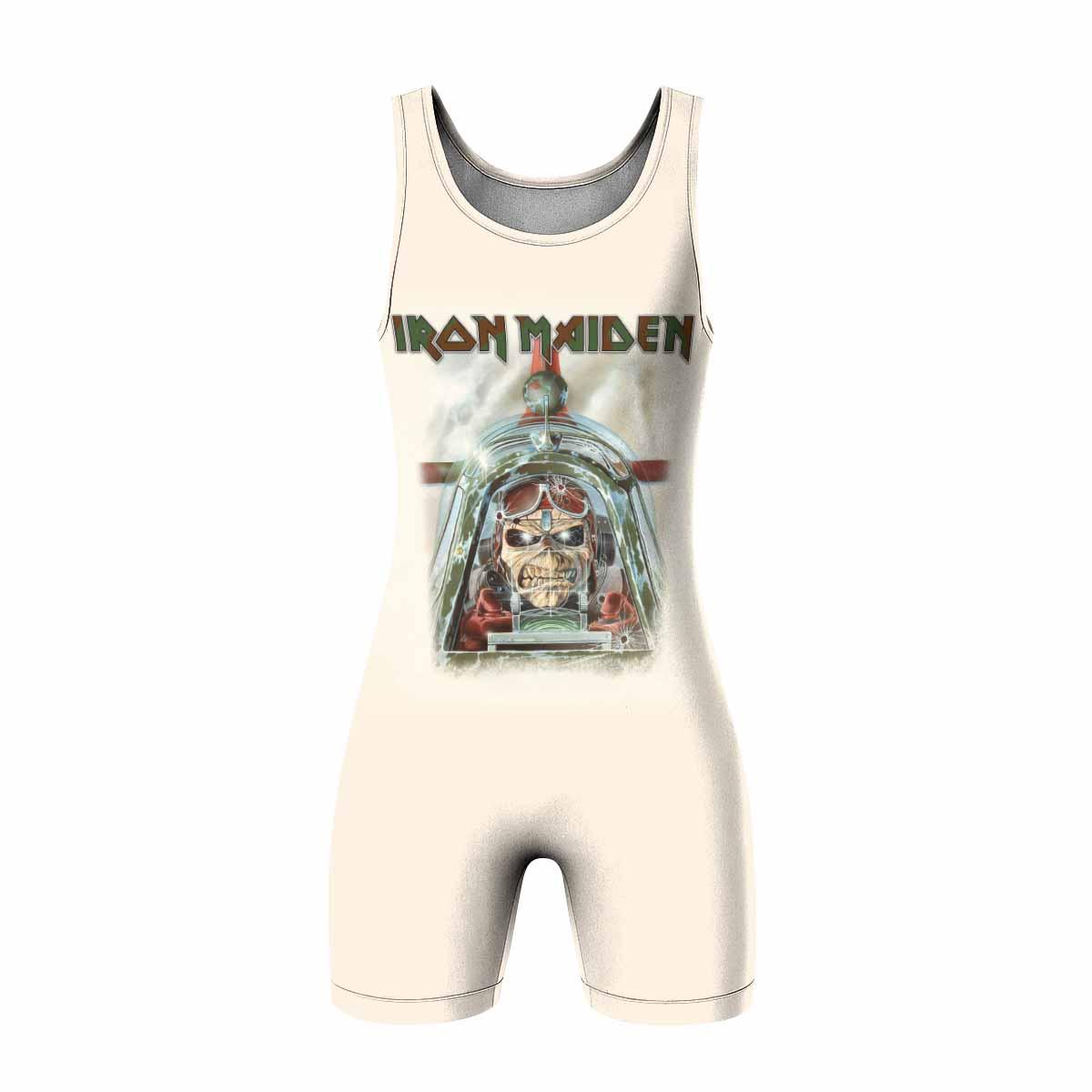 Iron Maiden Aces High Chokes Tight Wrestling Singlet - front view mockup