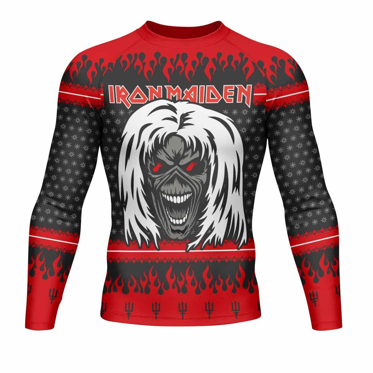 Iron Maiden Devil Men's Rash Guard Long Sleeve - front view mockup