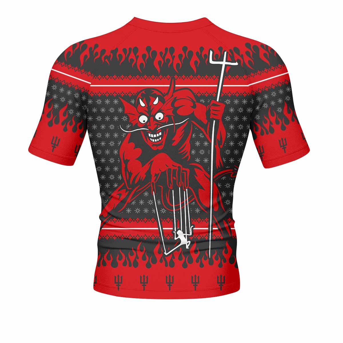 Iron Maiden Devil Men's Rash Guard Short Sleeve - back view mockup