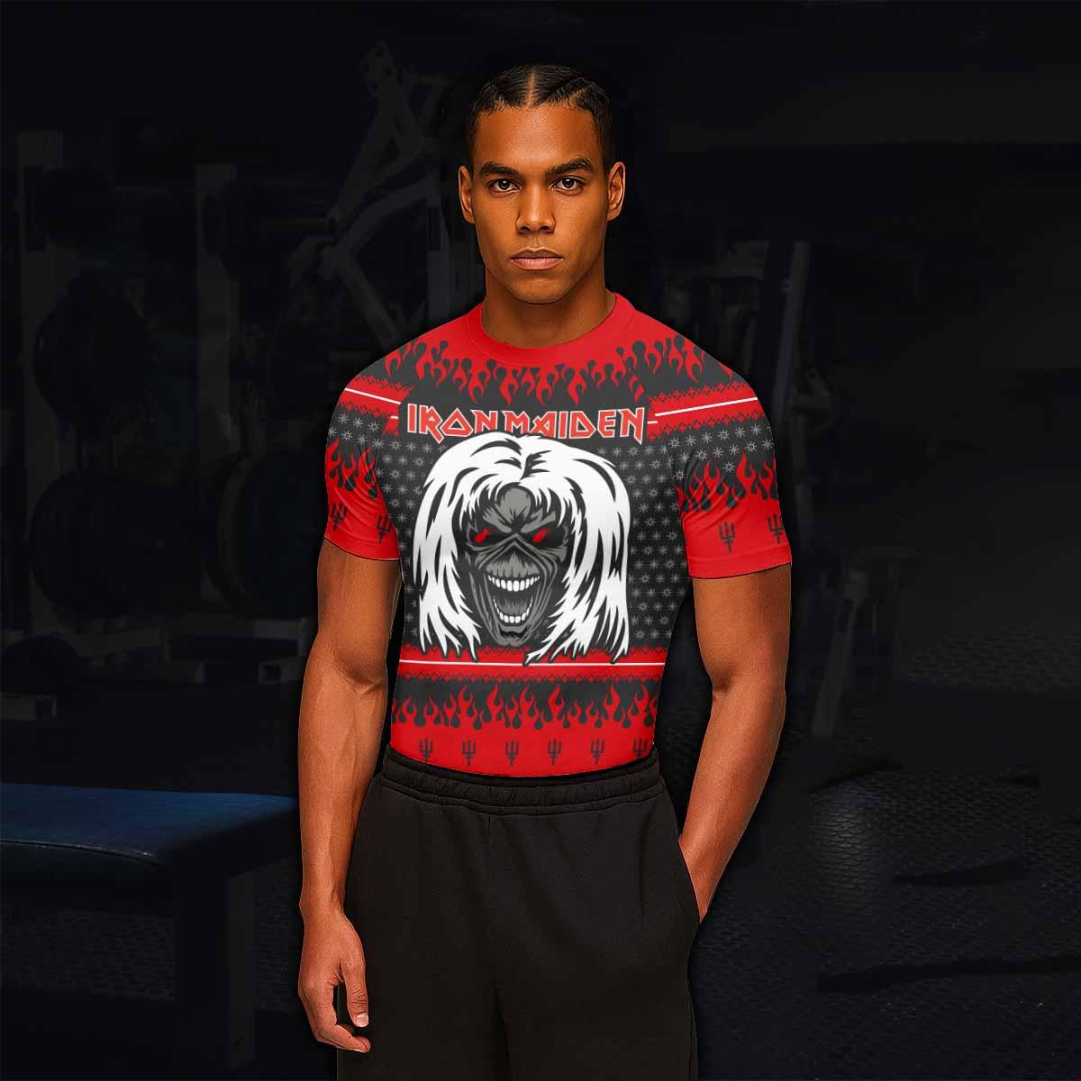 Iron Maiden Devil Men's Rash Guard Short Sleeve - lifestyle view