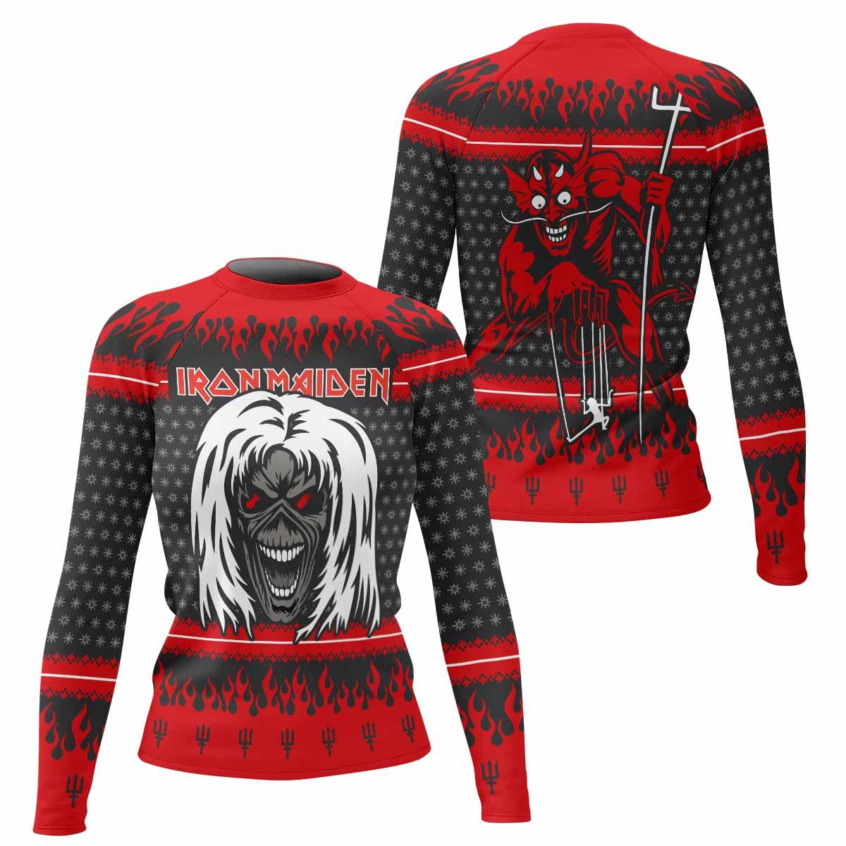 Iron Maiden Devil Women's Rash Guard Long Sleeve - front and back view