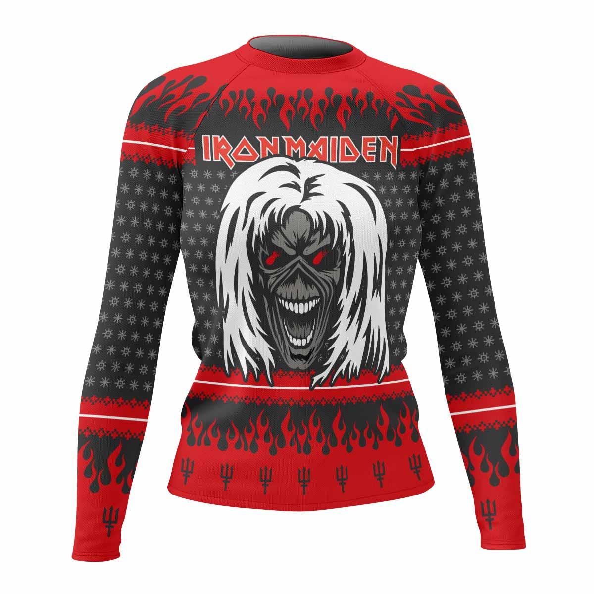 Iron Maiden Devil Women's Rash Guard Long Sleeve - front view mockup