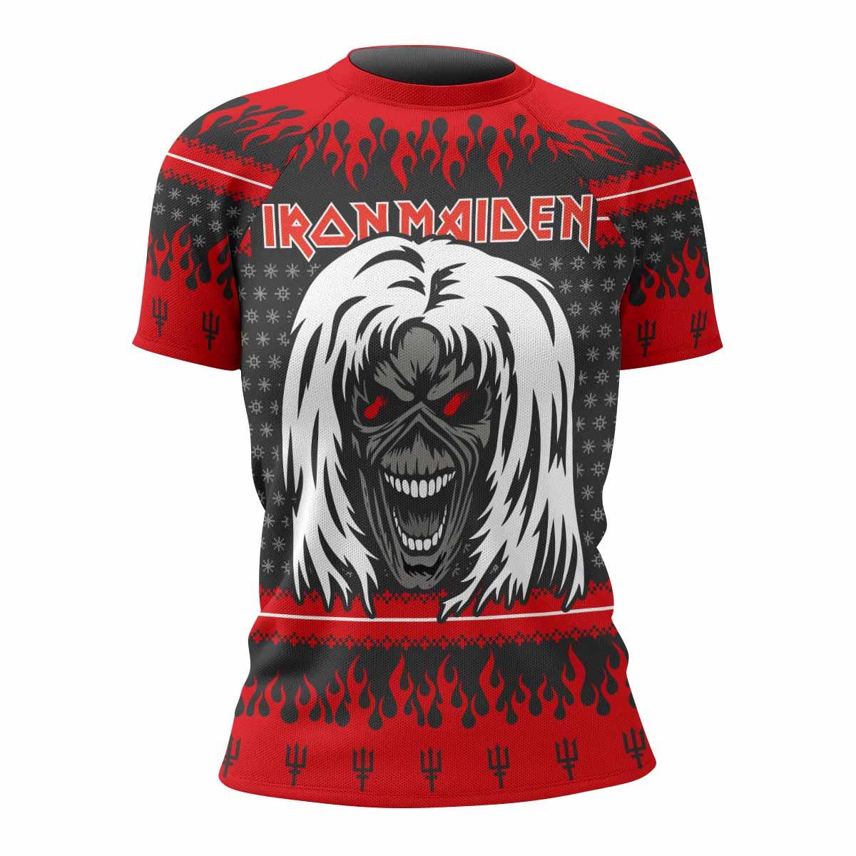 Iron Maiden Devil Women's Rash Guard Short Sleeve - front view mockup