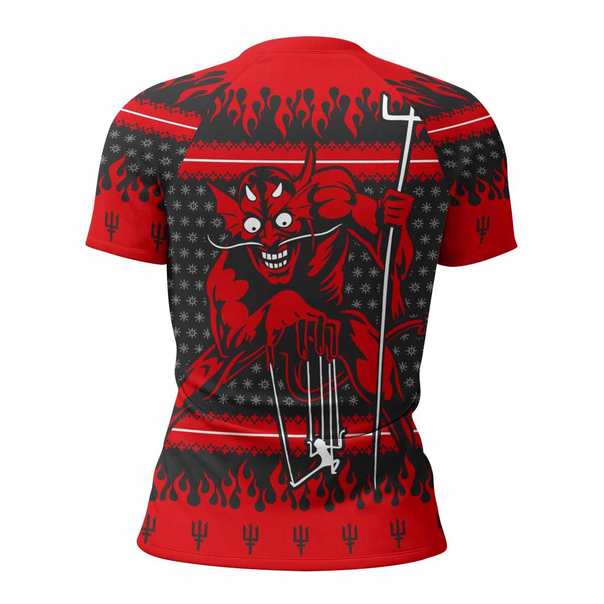 Iron Maiden Devil Women's Rash Guard Short Sleeve - back view mockup